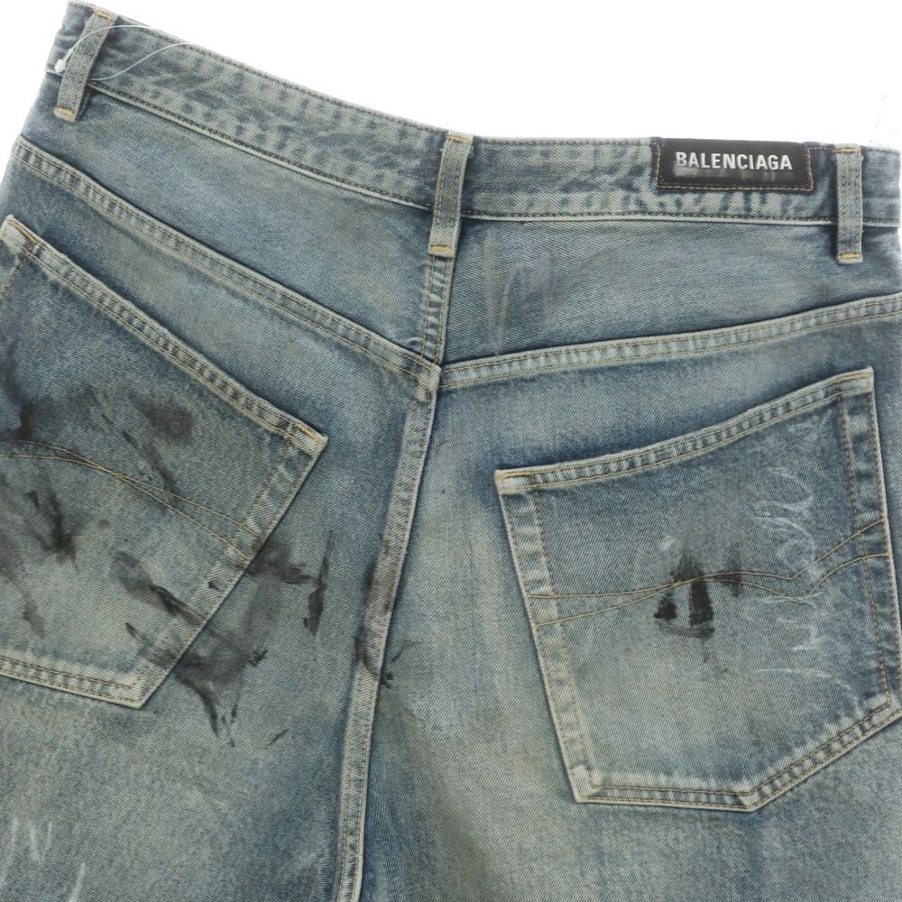 中古】バレンシアガ BALENCIAGA ダメージ加工 コットン ジーンズ  