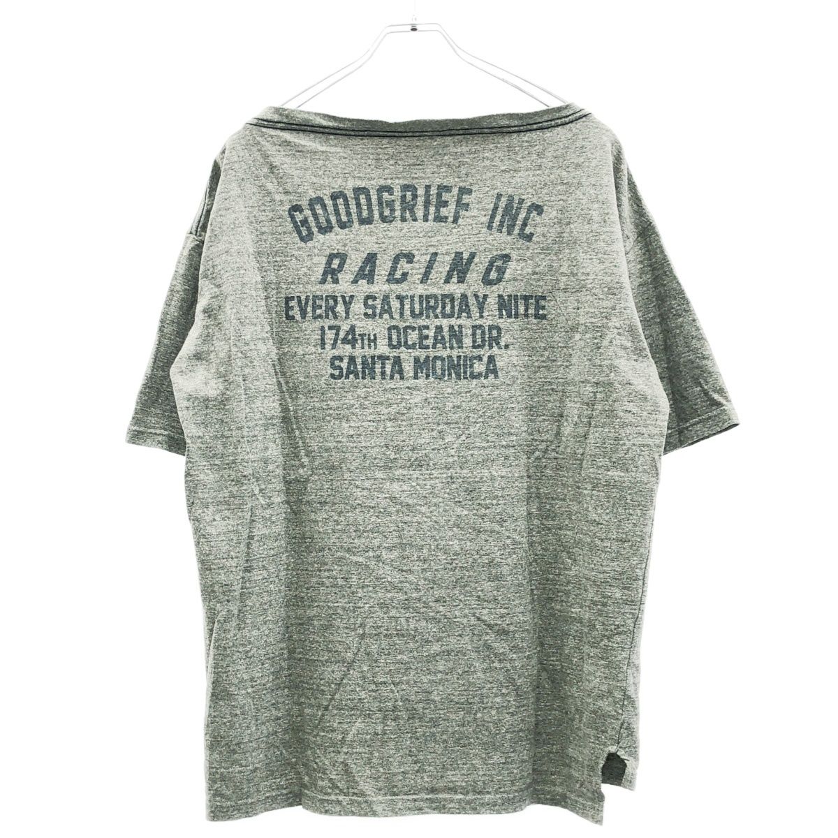 GOOD GRIEF! グッド グリーフ! PRINTED OVER TEE プリントオーバーサイズオフショルダーTシャツ  グレー F GOOD GRIEF! グッド グリーフ! PRINTED OVER TEE プリントオーバー