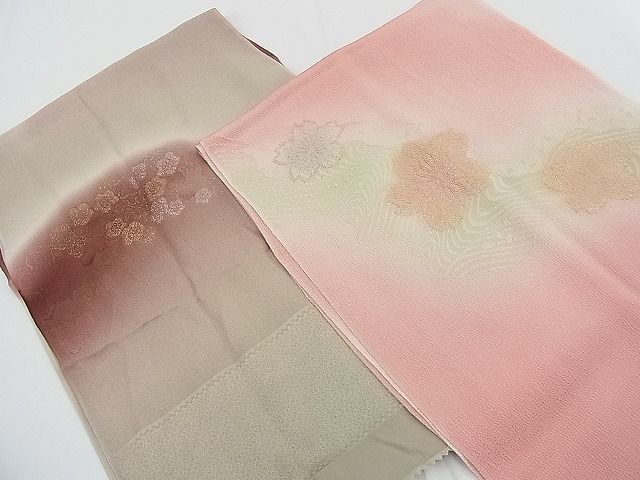 平和屋野田店□和装小物 上質な帯揚げ10枚セット 刺繍 雪輪草花文 桜