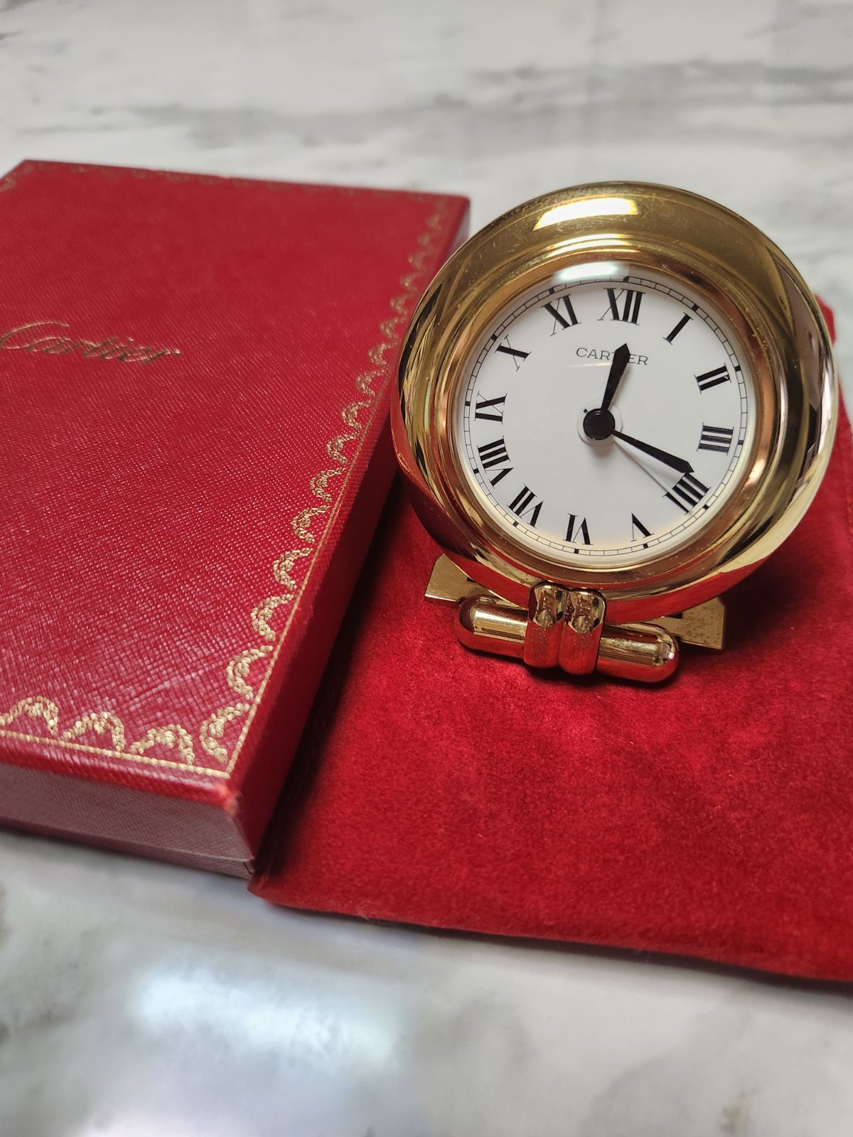 Cartier カルティエ コリゼトラベルクロック 置き時計 ゴールド