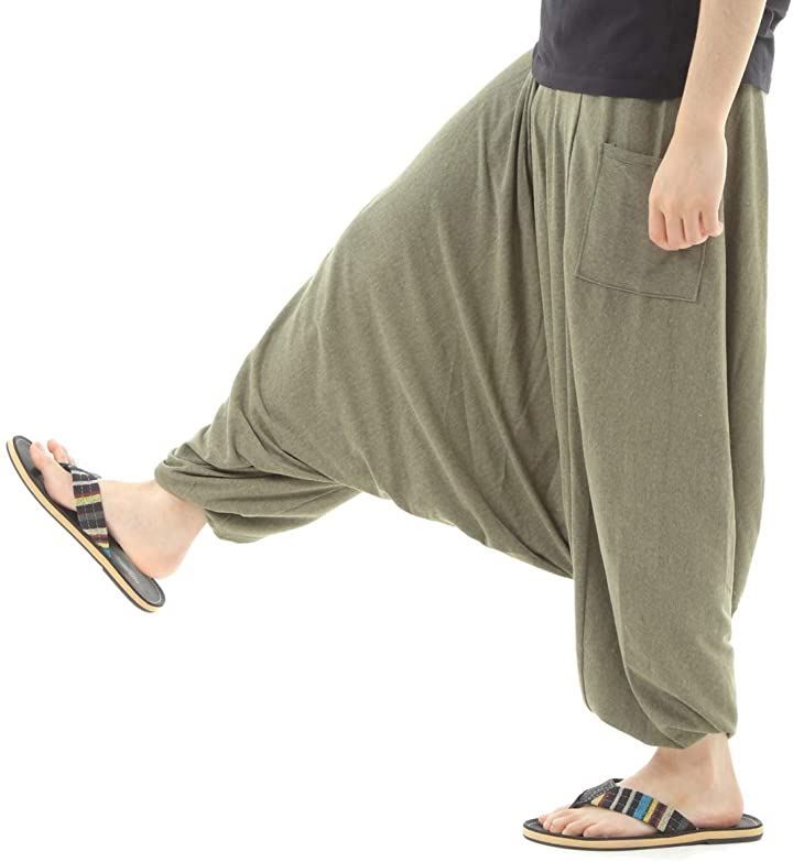 沖縄技研 OKI オキ サルエルパンツ アラジンパンツ タイパンツ メンズ レディース ユニセックス(とろとろカーキ,  Free Size)