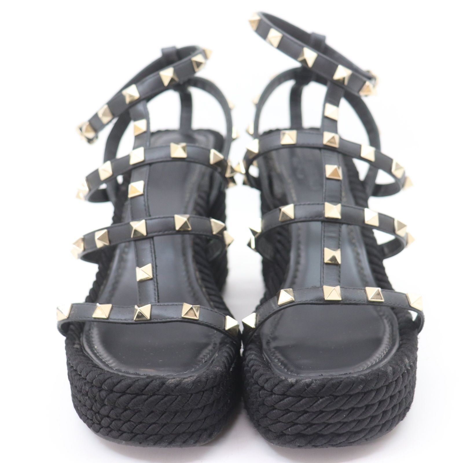 Valentino スタッズ付き ブラックサンダル 37 ロックスタッズ