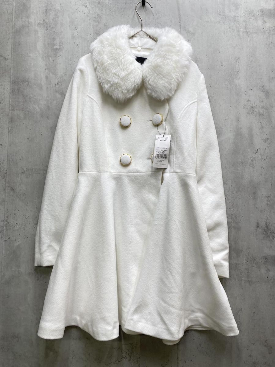 CECIL McBEE セシルマクビー ファー襟 コート sizeM ホワイト ◆ ◎レディース