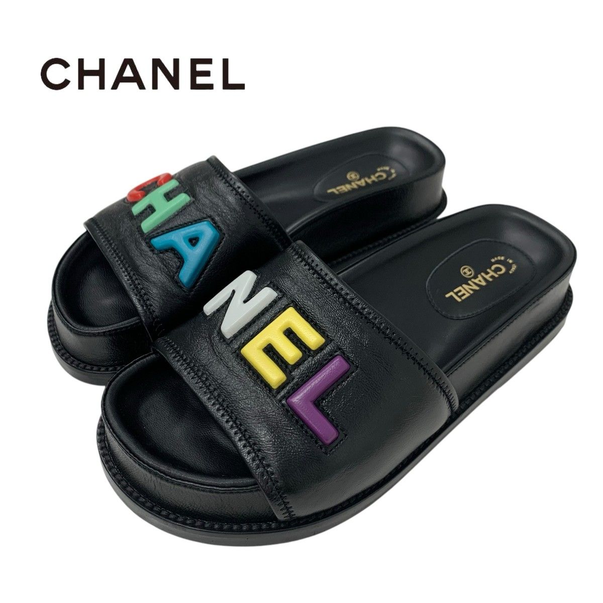 CHANEL ブラックエナメルサンダル ヴィンテージ org.jpg