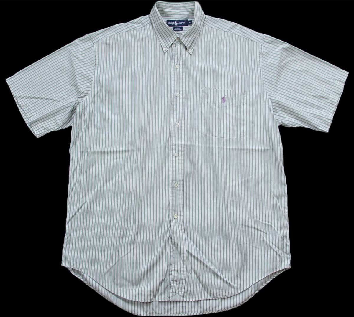 ラルフローレン ボタンダウンシャツ BDシャツ ストライプ 刺繍ロゴ L〜XL Ralph Lauren ラルフローレン CLASSIC FIT ストライプシャツ