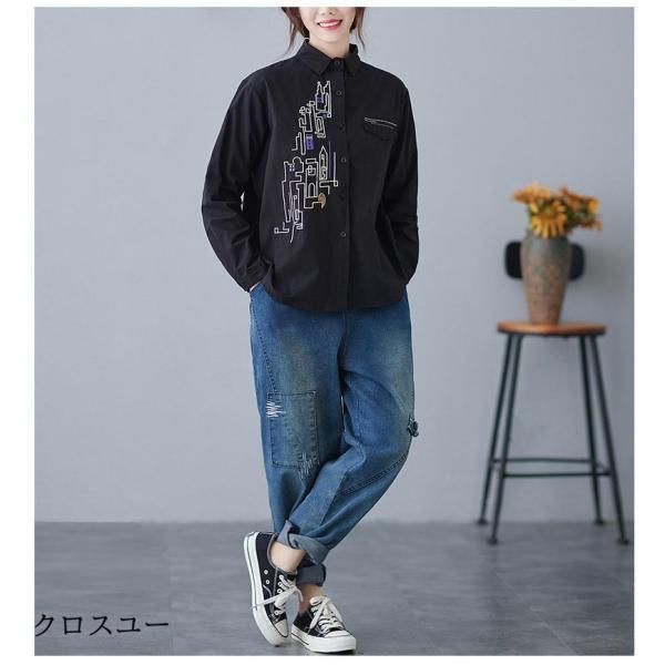 ブラウス シャツ トップス レディース 40代 夏 綿麻 体型カバー