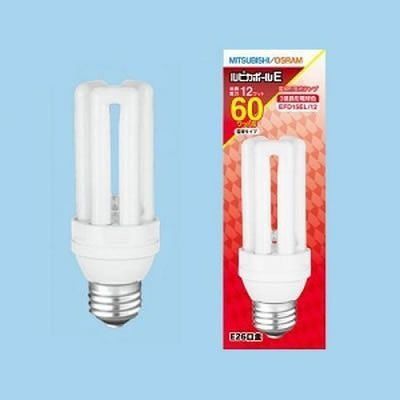 三菱 電球形蛍光ランプ 《ルピカボールE》 60W形グローブレスタイプ(D形) 3波長形電球色 口金E26 EFD15EL/12 