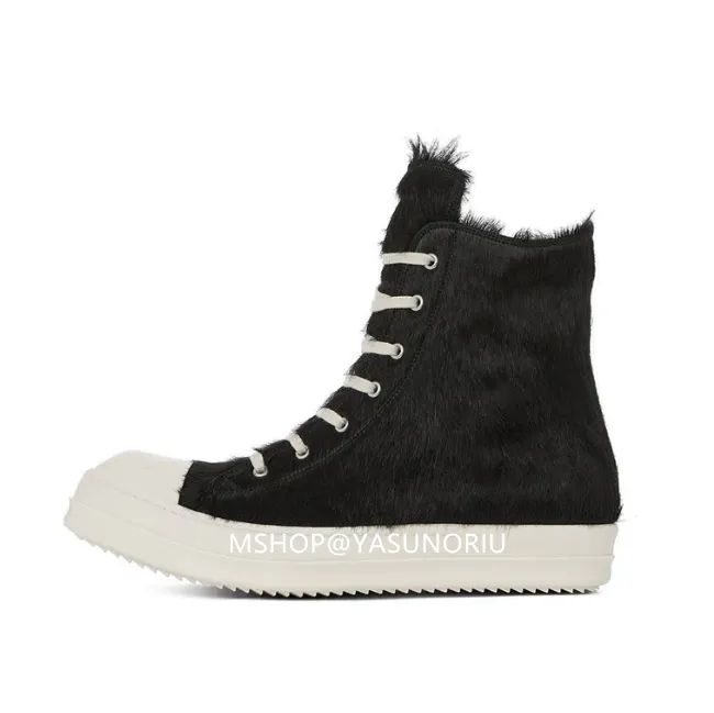 Rick Owens HIGHT SNEAKS BLK MILK MILK Ramones ラモーンズ ファー 42