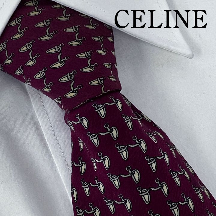 訳アリ》CELINE (セリーヌ) シルクネクタイ 総柄 - メルカリ