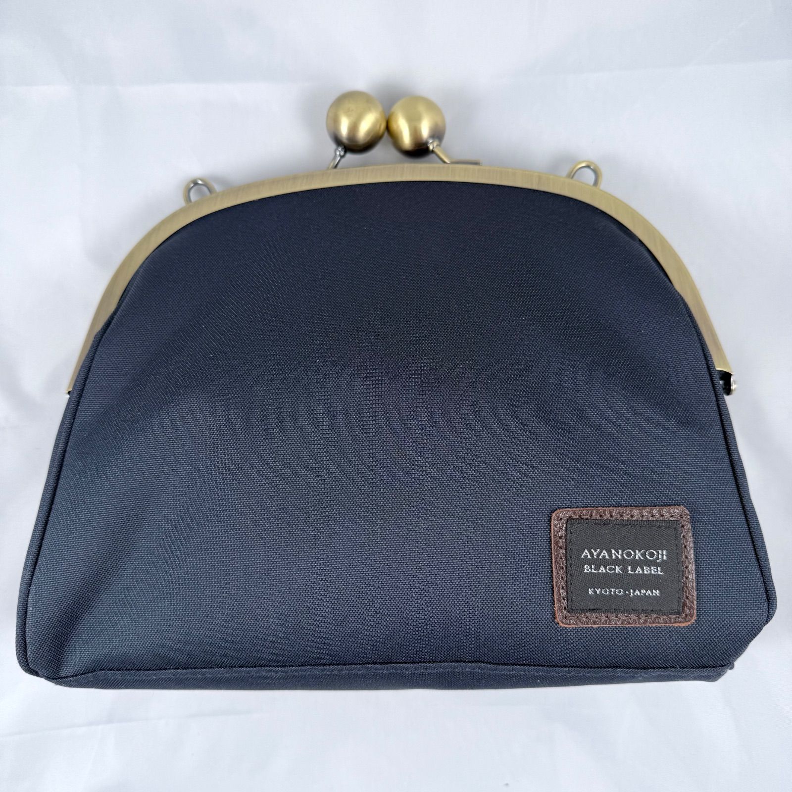 AYANOKOJI Black Label がま口ポシェット　ダークネイビー 未使用級】あやの小路 大玉がま口ポシェット ダークネイビー