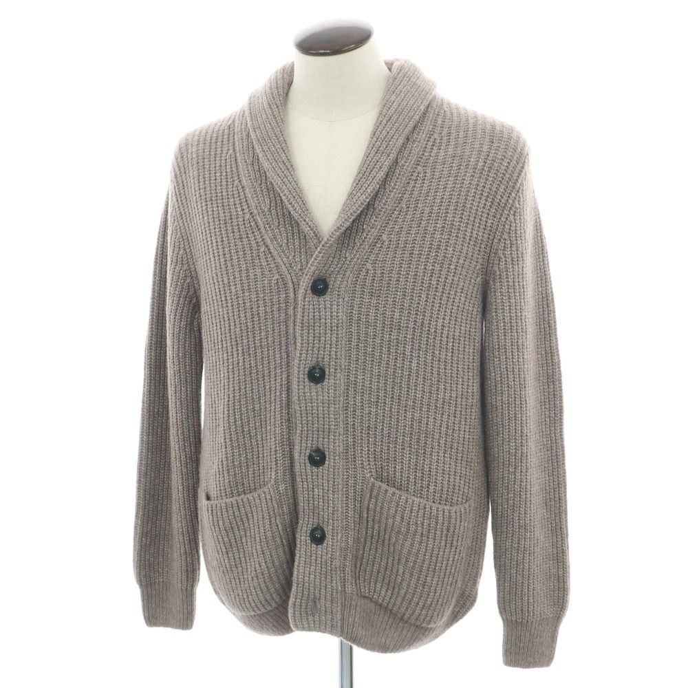 【新品】バルバ BARBA ローゲージ ウールナイロン ショールカラー カーディガン トープ系【サイズ50】【メンズ】