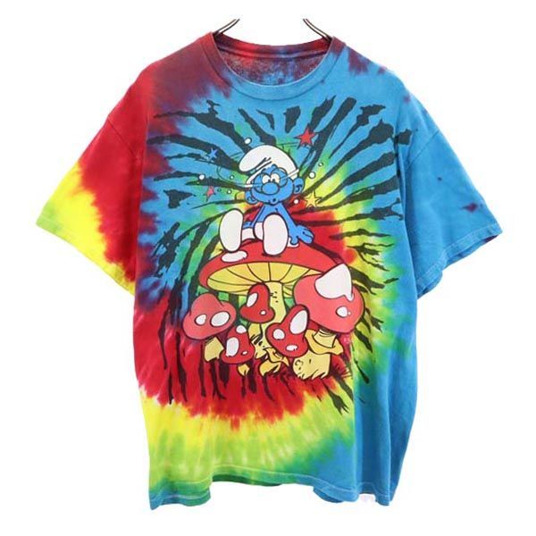 スマーフ タイダイ プリント 半袖 Tシャツ L SMURFS  メンズ   【230805】 メール便可