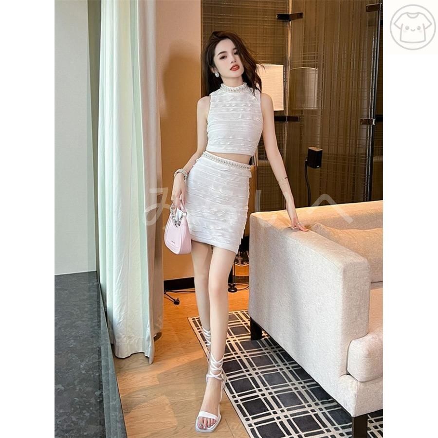 新ブランドも続々入荷中。 セットアップ レディース キレイめ ワンピース 秋 タイト フォーマル ノースリーブ ミニ丈 インポート 結婚式 二次会 お呼ばれ パーティ ド