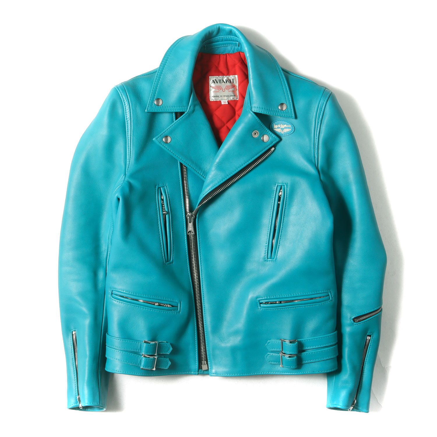 ルイスレザーダブルライダースジャケット 36 ターコイズライトニング