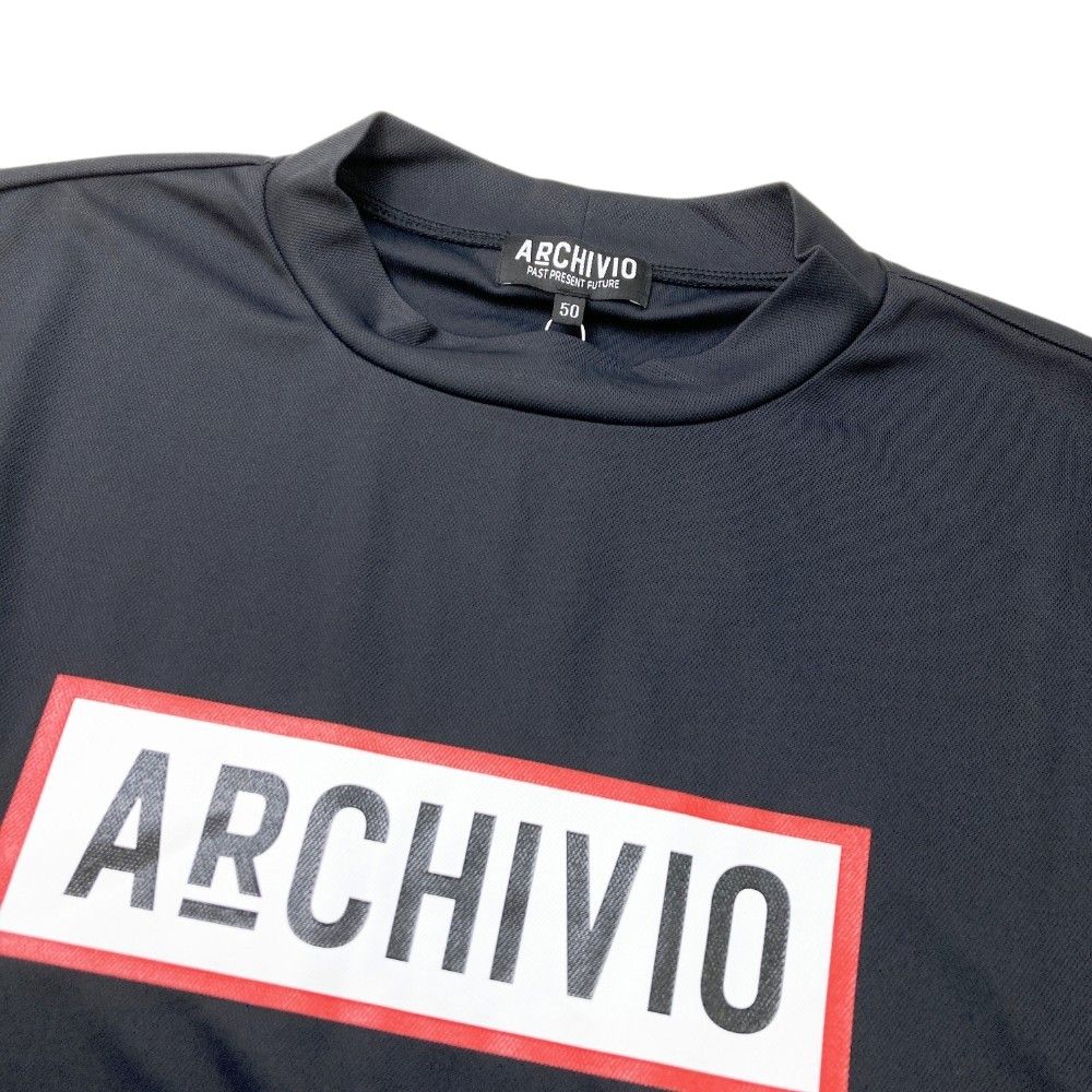 サイズ：48 ARCHIVIO アルチビオ A169318 半袖ハイネックTシャツ  ブラック系 [240101345743] ゴルフウェア メンズ ストスト ARCHIVIO アルチビオ A169318 半袖ハイネックTシャツ ブラック系