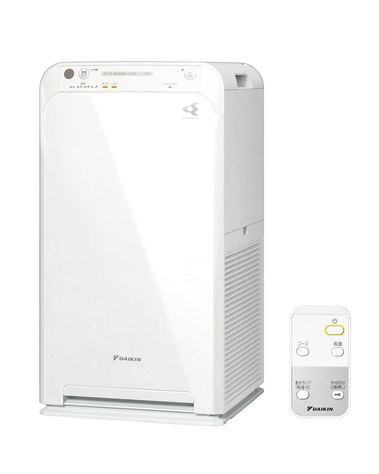 ダイキンペットの毛･ニオイ対策空気清浄機 加湿無し モデル MC555A-W 25畳 10年間フィルター交換不要 コンパクト ストリーマ 静音 お手入れ簡単 スピード吸込 壁際設置 リビング 寝室 節電 花粉 ハウスダスト ウイルス アレルゲン …