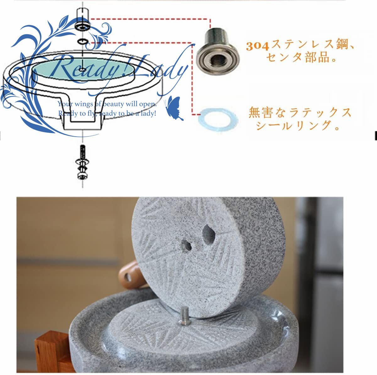 石臼製粉機、回転式石臼、御影石臼挽き器、天然石製のグラインダー、手作り穀物米ペースト大豆小麦粉石臼挽き器、  田舎の旧式の手動プッシュロッド乾湿穀物米粉研磨機、天然の手動小麦食物石臼 (小) - メルカリ