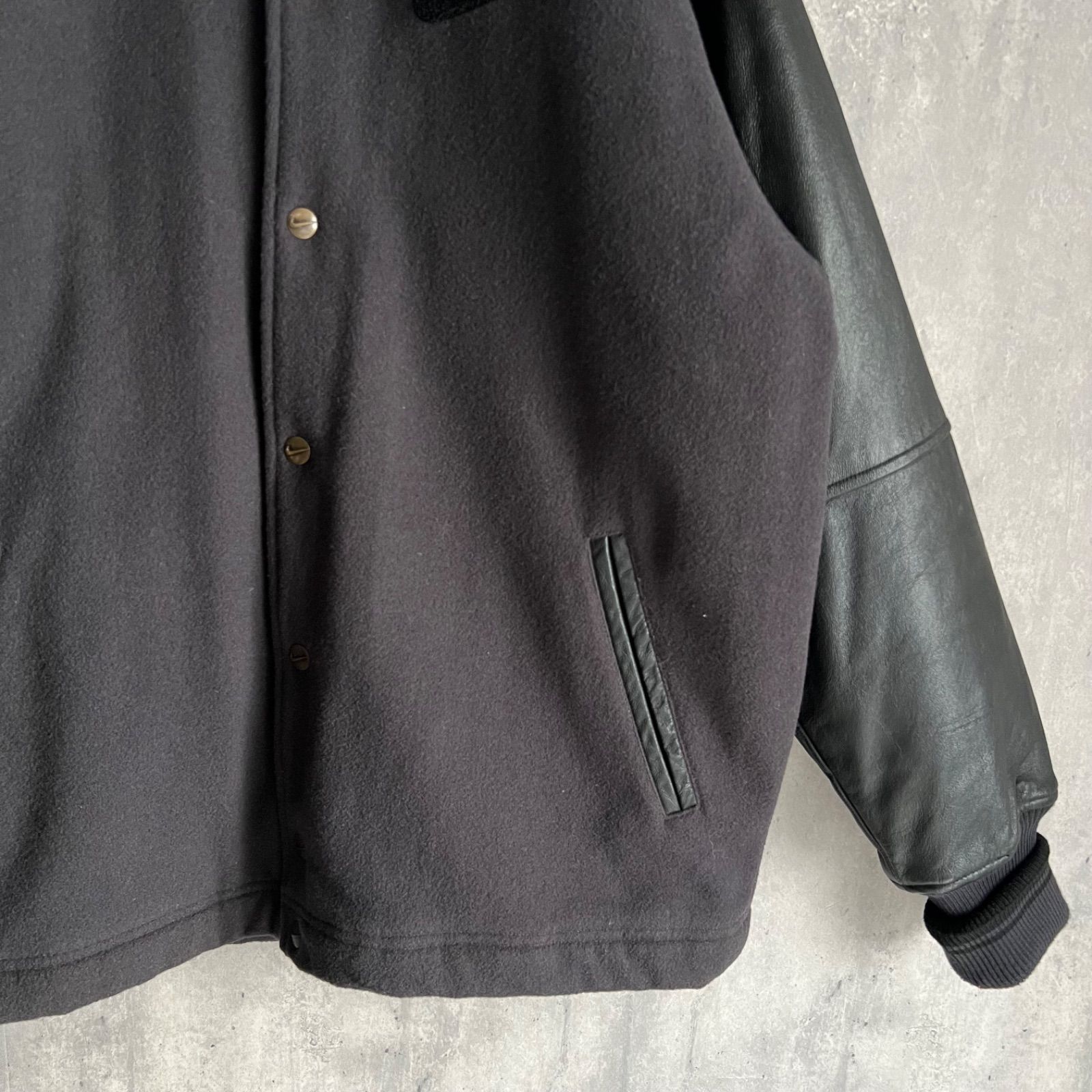 90s NIKE ナイキ ヴィンテージ ウール×袖レザー スタジアムジャケット