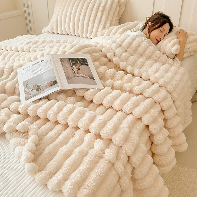 毛布 もこもこ毛布 シングルサイズ 100cm×150cm 温かい  お洒落 かわいい ふわふわ 柔らかい ピンク オフホワイト グレー
