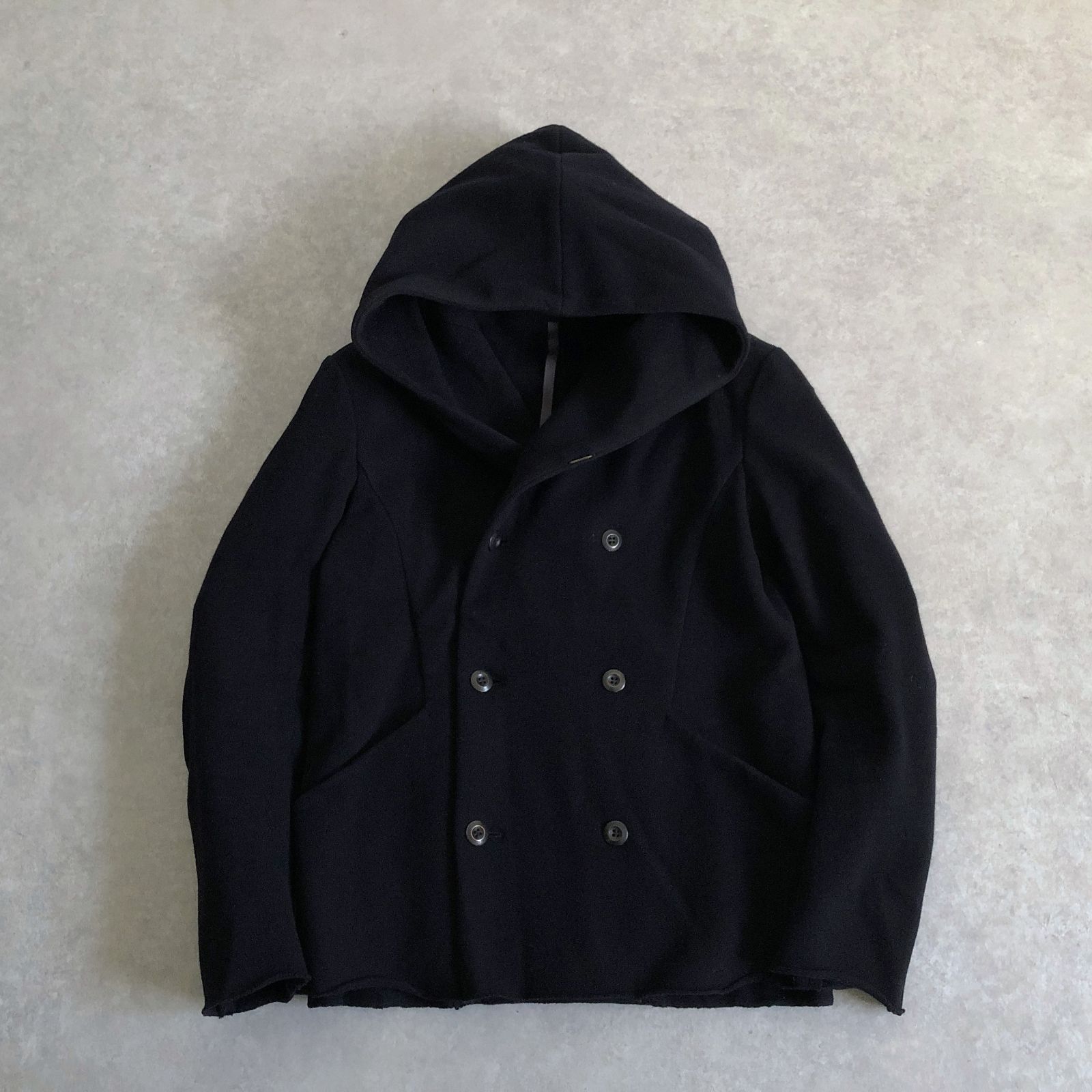 カシミア混ストレッチメルトンフーデッドコート カズユキクマガイ