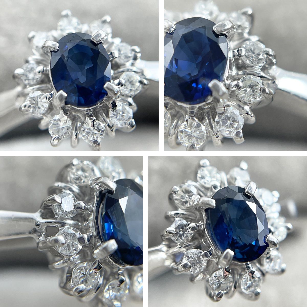 Pt900 天然サファイア 0.31ct 天然ダイヤモンド 0.11ct リング - メルカリ