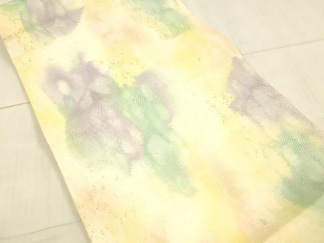 平和屋着物 夏物 九寸開き名古屋帯 霞文 金糸 正絹 DAAW4513cm