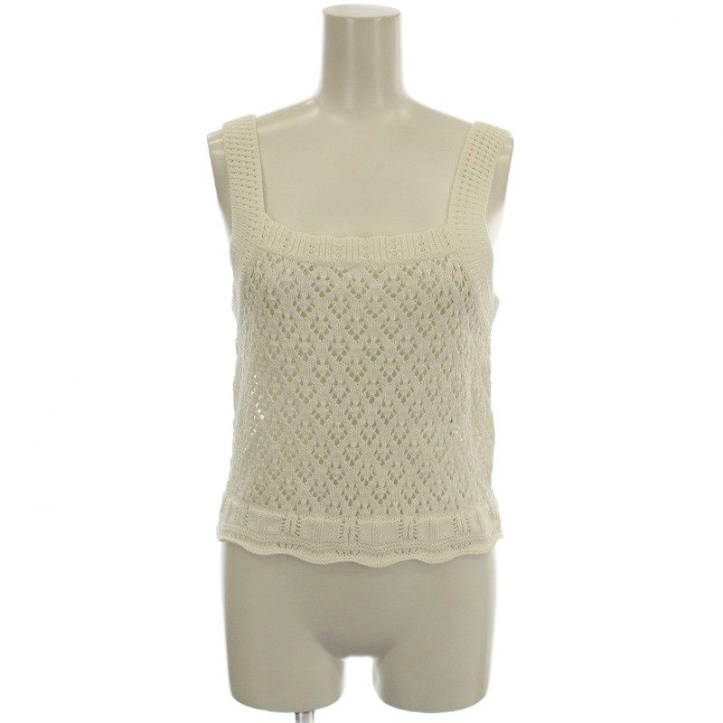 メゾンキツネ MAISON KITSUNE レースニット クロシェクロップトップ OW00606KT1127 キャミソール S 白 ホワイト G