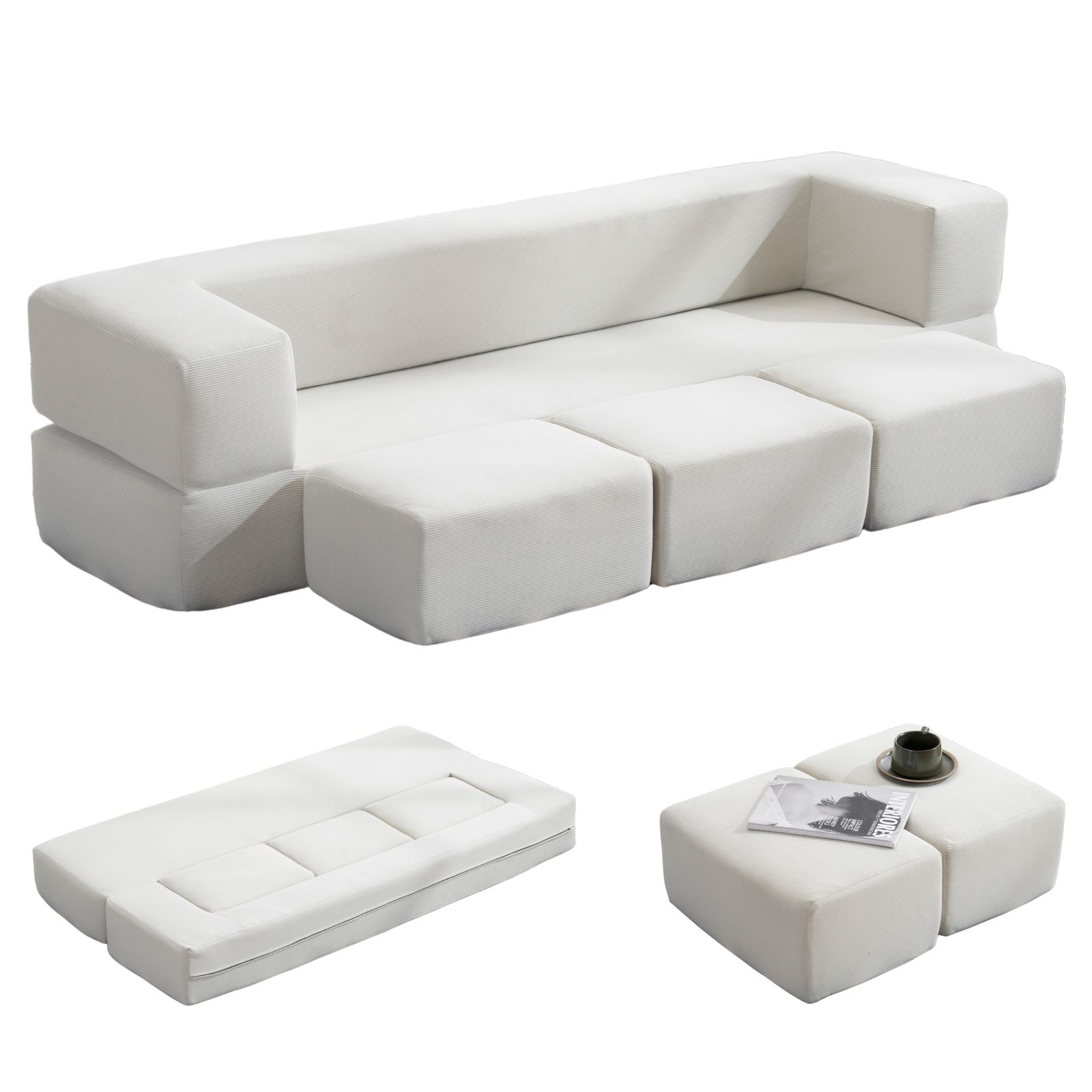 【ブラウン】ソファベッド 最大5人掛け 組立て不要 フロアソファ 軽いソファー ブラウン】ソファベッド 最大5人掛け 組立て不要 フロアソファ