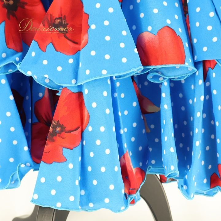 フラメンコ 衣装 ワンピース ドレス MOLINA モリーナ 青 水色 ドット 水玉 花柄 赤 レッド ノースリーブ ブルー系 ボランテ フリル ダンス パーティ 発表会 レディース 発表会衣装 おしゃれ 踊りやすい かわいい 舞台衣装 コスチューム