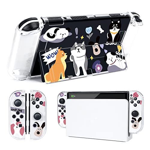 ホワイト6 DLseego Switch OLED用 ケース クリアケース ニンテンドースイッチ有機el カバー 有機elモデルケース 透明スイッチ有機elカバー クリアカバー 分体式カバー PC素材 超軽量 耐衝撃 取り外