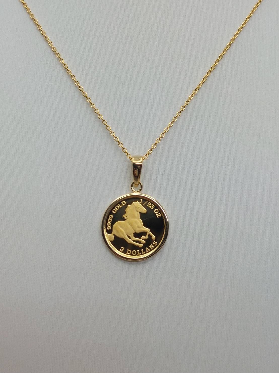 純金/18金　1/25ozツバルホース エリザベス　ペンダント【中古】 新品・未使用品】純金/18金 1/25ozツバルホース エリザベス コイン