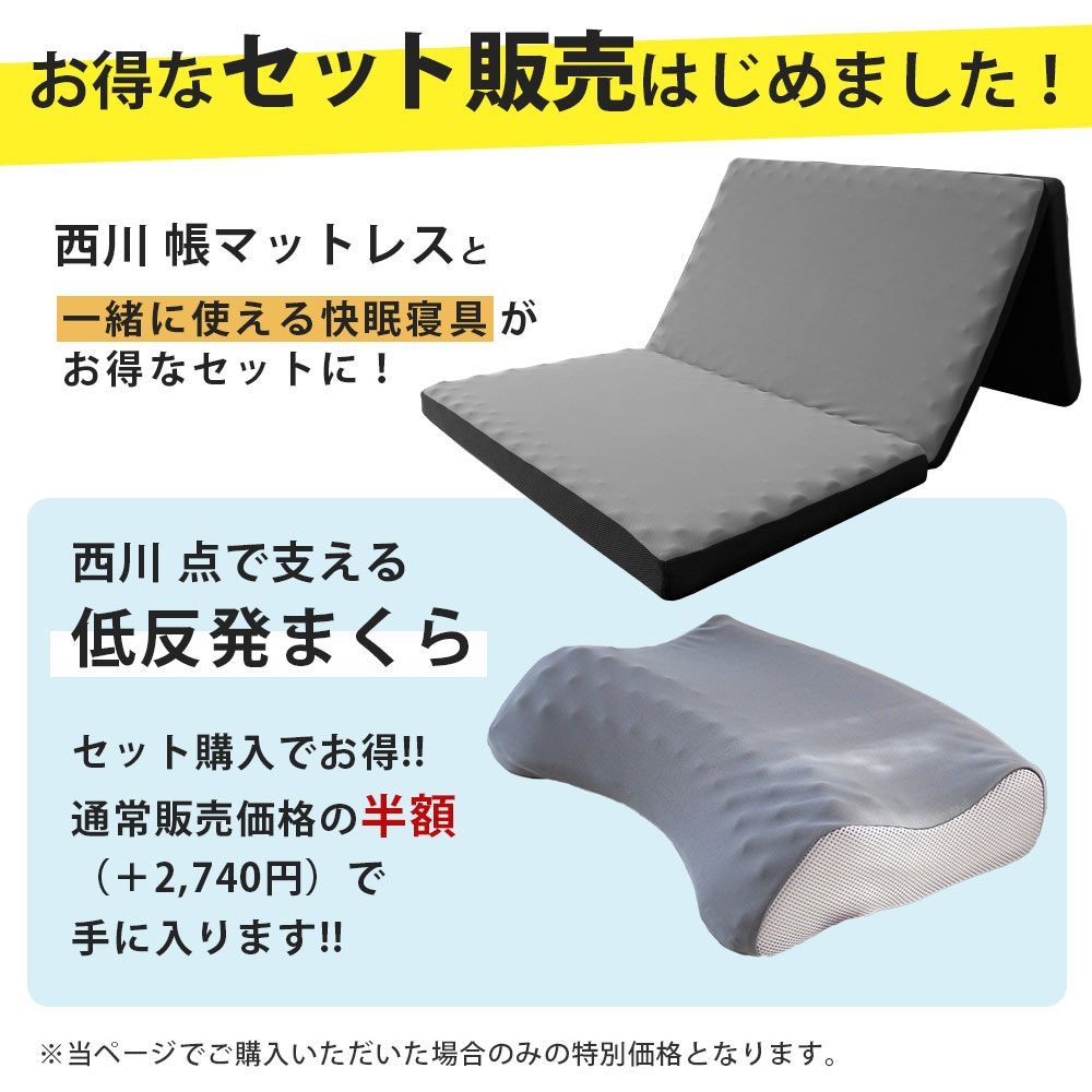 西川まくら付きセット 西川 敷布団 三つ折り高反発マットレス 帳 シングル 圧縮 HC00209273-09203GY