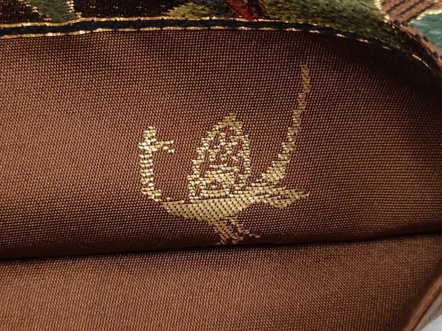 平和屋本店□極上 西陣 白綾苑大庭 六通柄袋帯 唐織 花喰鳥 金糸 逸品