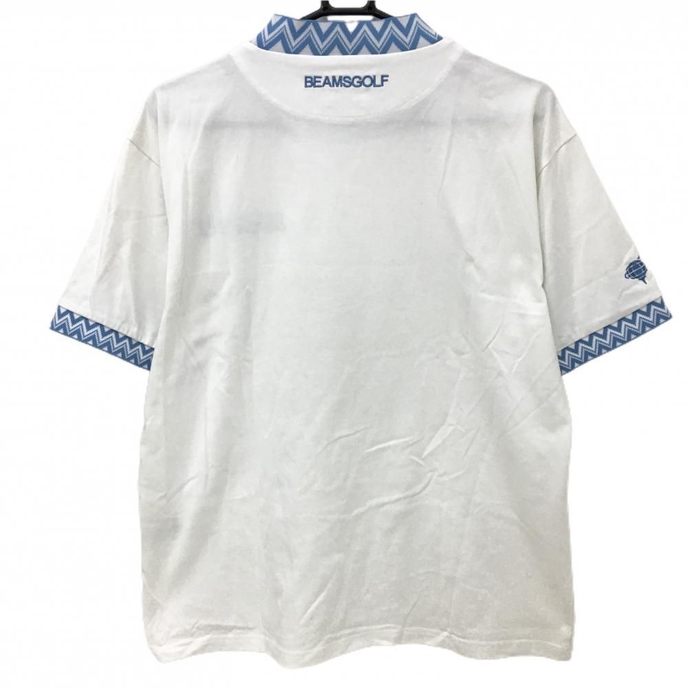 BEAMS ビームスゴルフ 2021年モデル ハイネック 半袖 Tシャツ 花 L ビームスゴルフ 半袖ハイネックシャツ パープル×ネイビー 千鳥格子 花