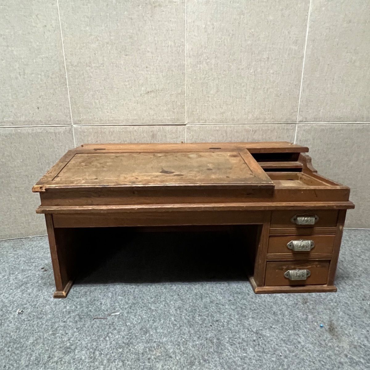 ︎ 昭和 レトロ 学習 机 木製 当時物 ライティングビューロ 学習机