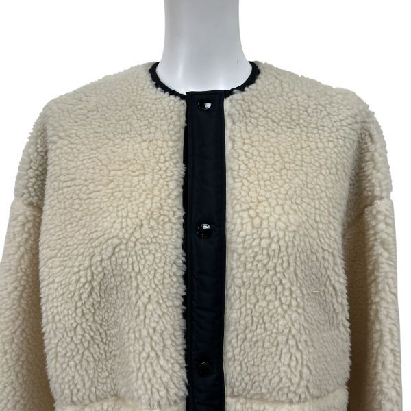 ハイク HYKE ボアジャケット ショートジャケット アウター 長袖 フェイクムートン 白 オフホワイト 2 M 9号 レディース S5W283