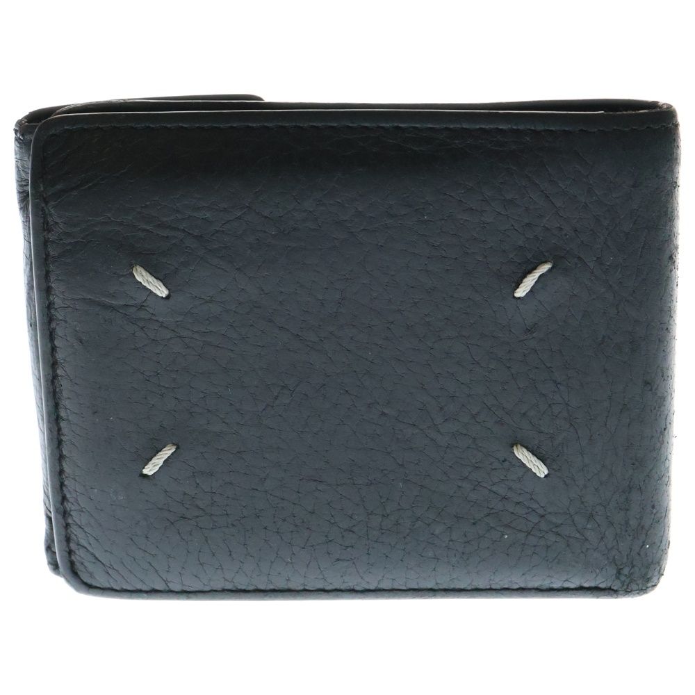 Maison Martin Margiela メゾンマルタンマルジェラ フォーステッチ コインケース付き レザーウォレット 二つ折り財布 ブラック