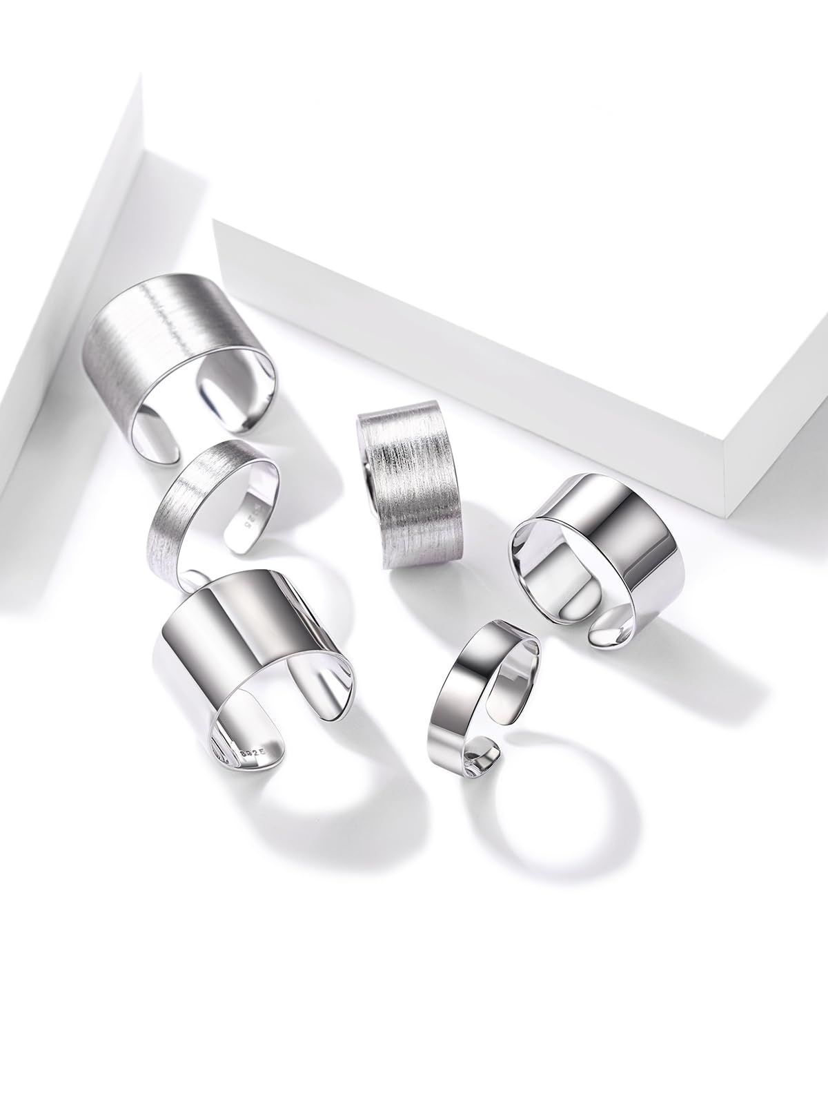 太め 金属アレルギー対応 フリーサイズ 5mm/10mm/15mm シンプル レディース リング シルバー925 艶消しアクセサリー メンズ 指輪 [ChicSilver]