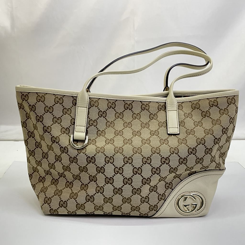01w-5344 グッチ GUCCI GGキャンバス ニューブリット トートバッグ 保存袋あり ベージュ イタリア製 レディース トートバッグ 169946 品