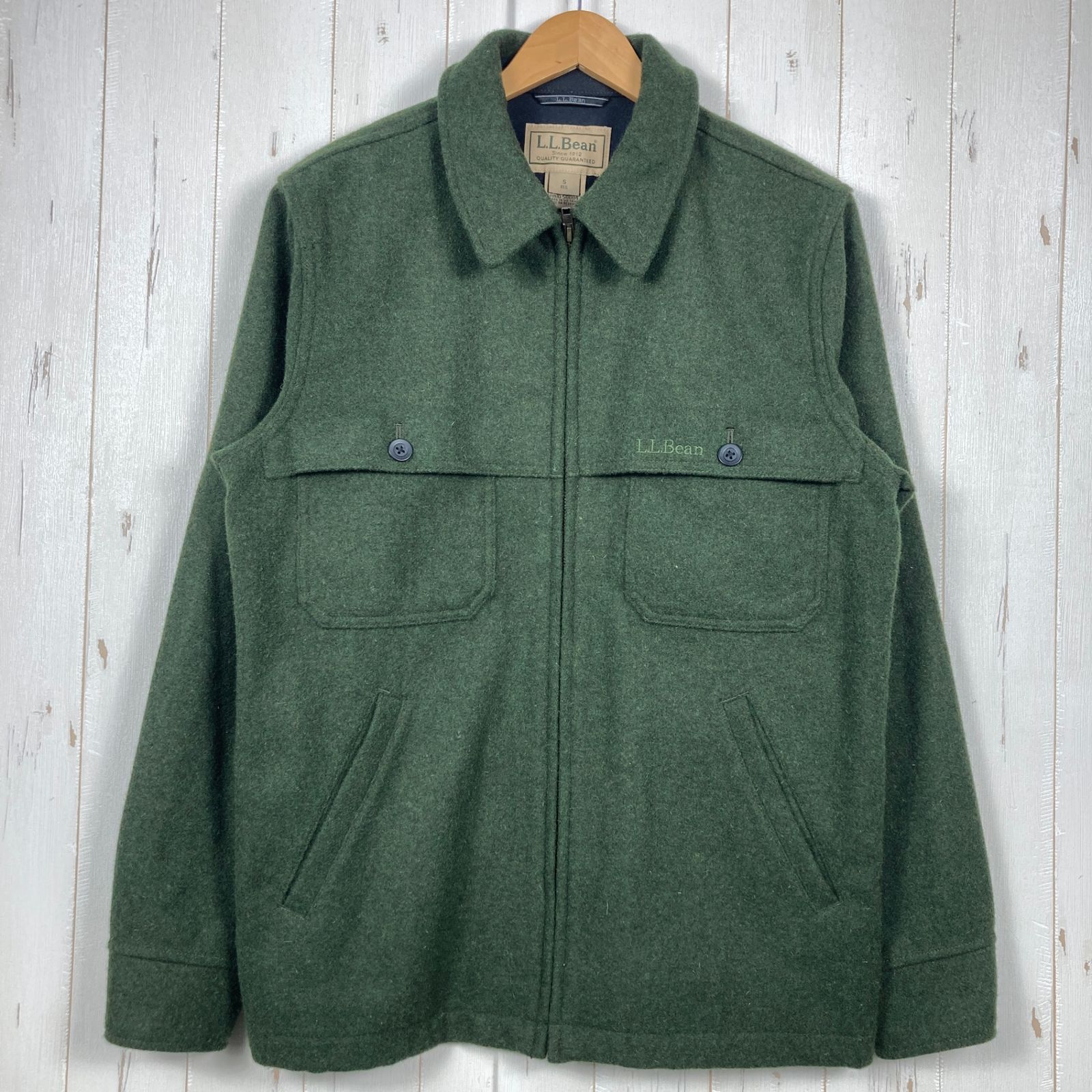 Men s S グリーン系 Llbean エルエルビーン メイン ガイド ジップフロント ジャックシャツ Maine Guide Zip-Front Jac-Shirt ウール シャツジャケット ウール ウェア トップス アウター