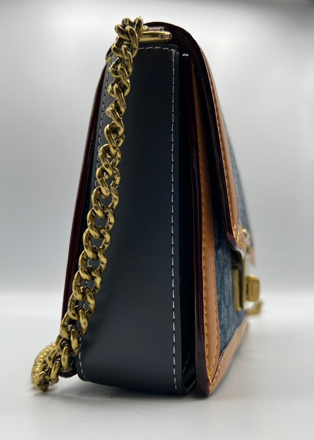 希少品COACH ハットン ショルダー バッグ シグネチャー シャンブレー美品