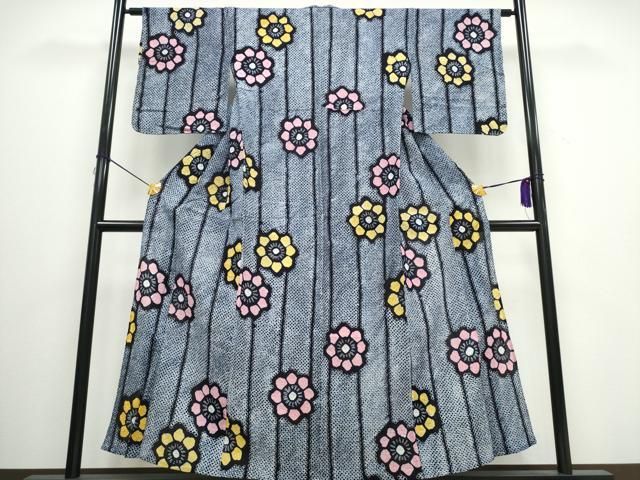 平和屋着物∴夏物 浴衣 有松鳴海絞り 花菱文 綿 逸品 CAAW0894ng