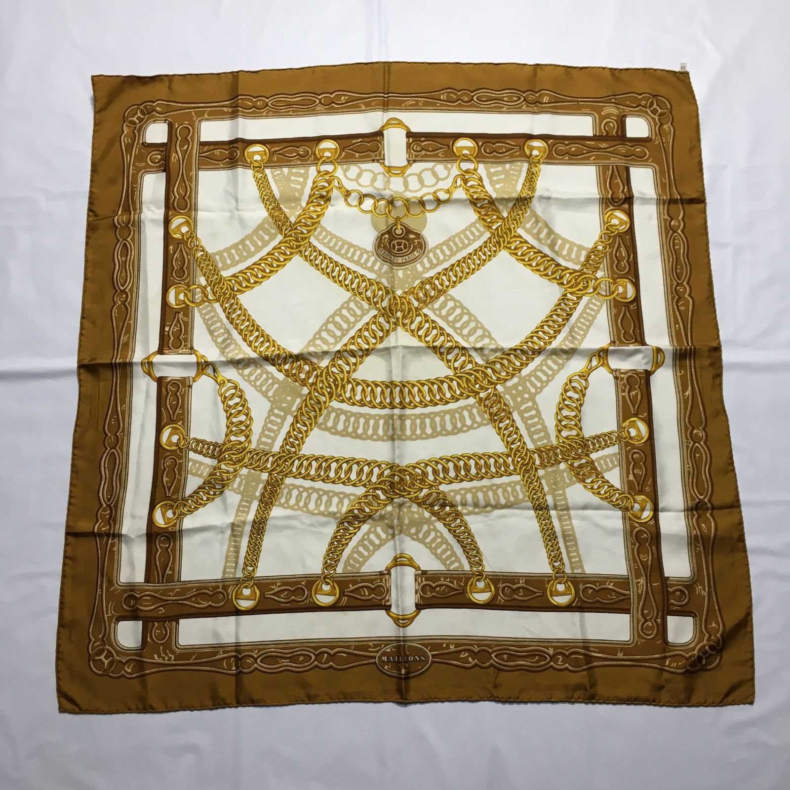 2507-7｜エルメス カレ 90 スカーフ シルク ブルー タグあり HERMES  