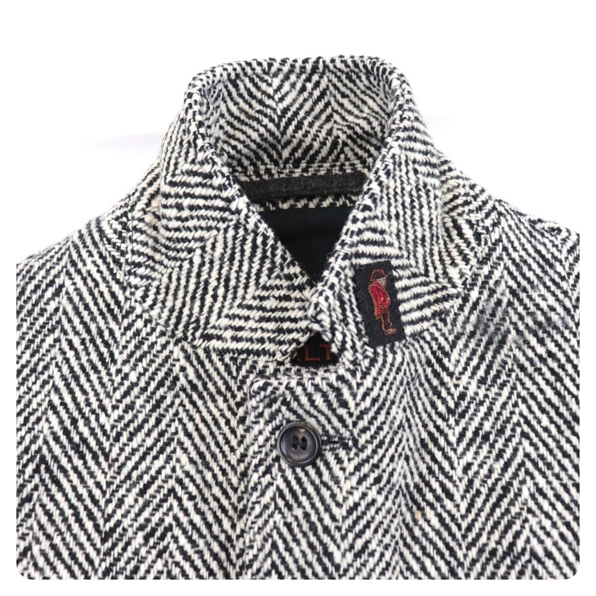 美品 パルト ヘリンボーン柄 ウールチェスターコート メンズ