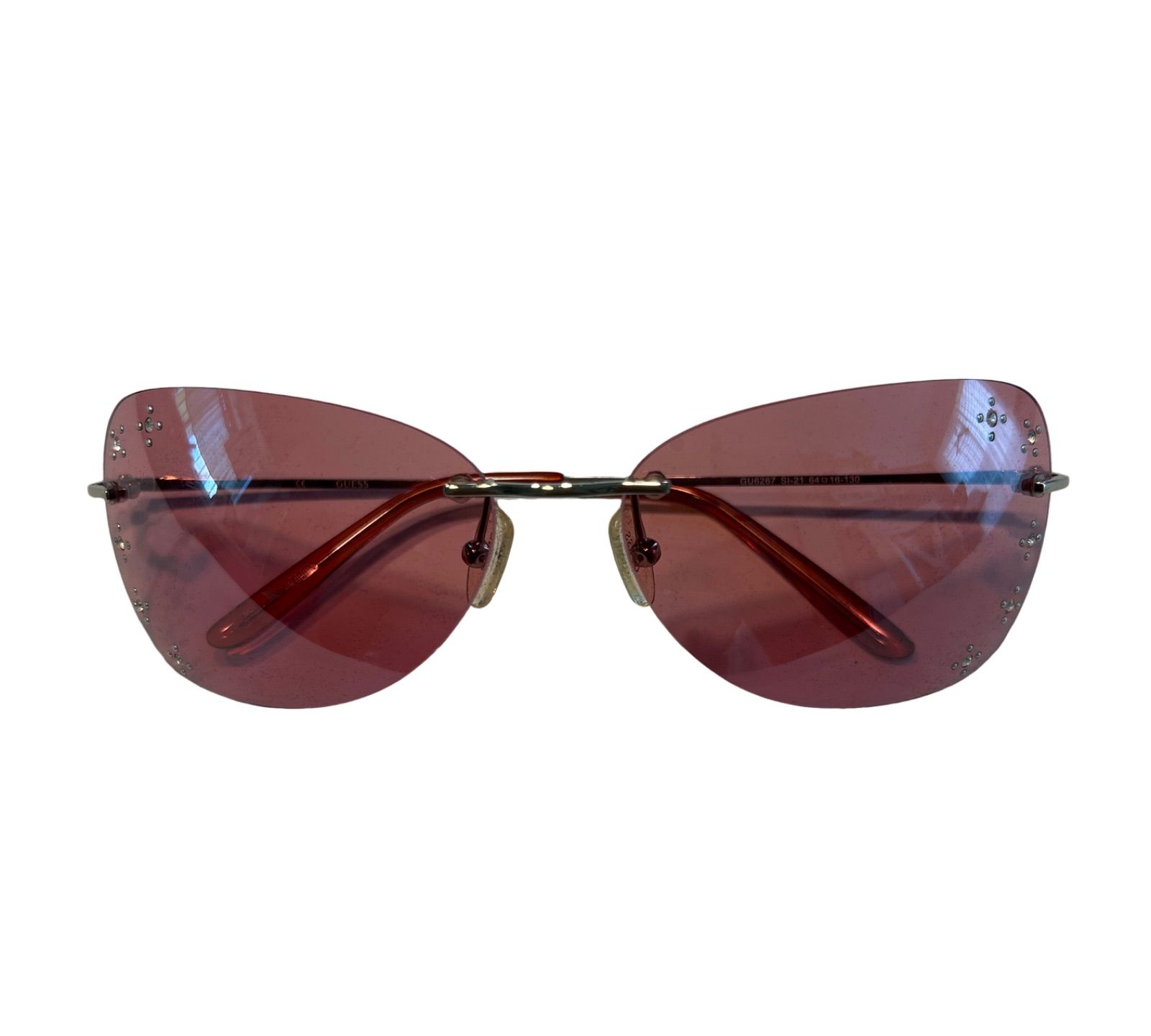 RE184【美品】GUESS ゲス サングラス GU6267 SI-2 ケース付き