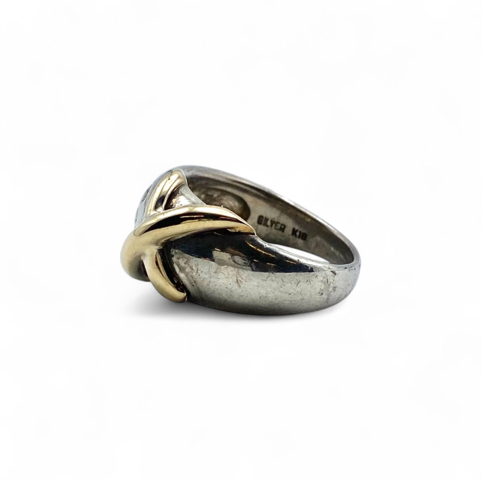 至高の逸品】K18 ゴールド 金 Silver 刻印 90s Vintage Design Ring