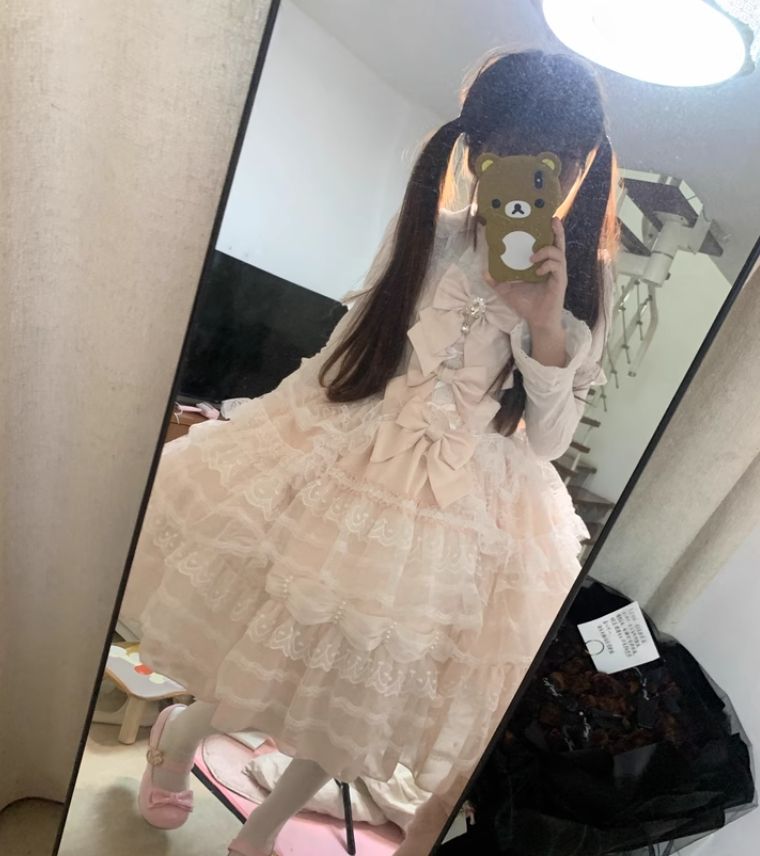 多層レース＆リボン装飾