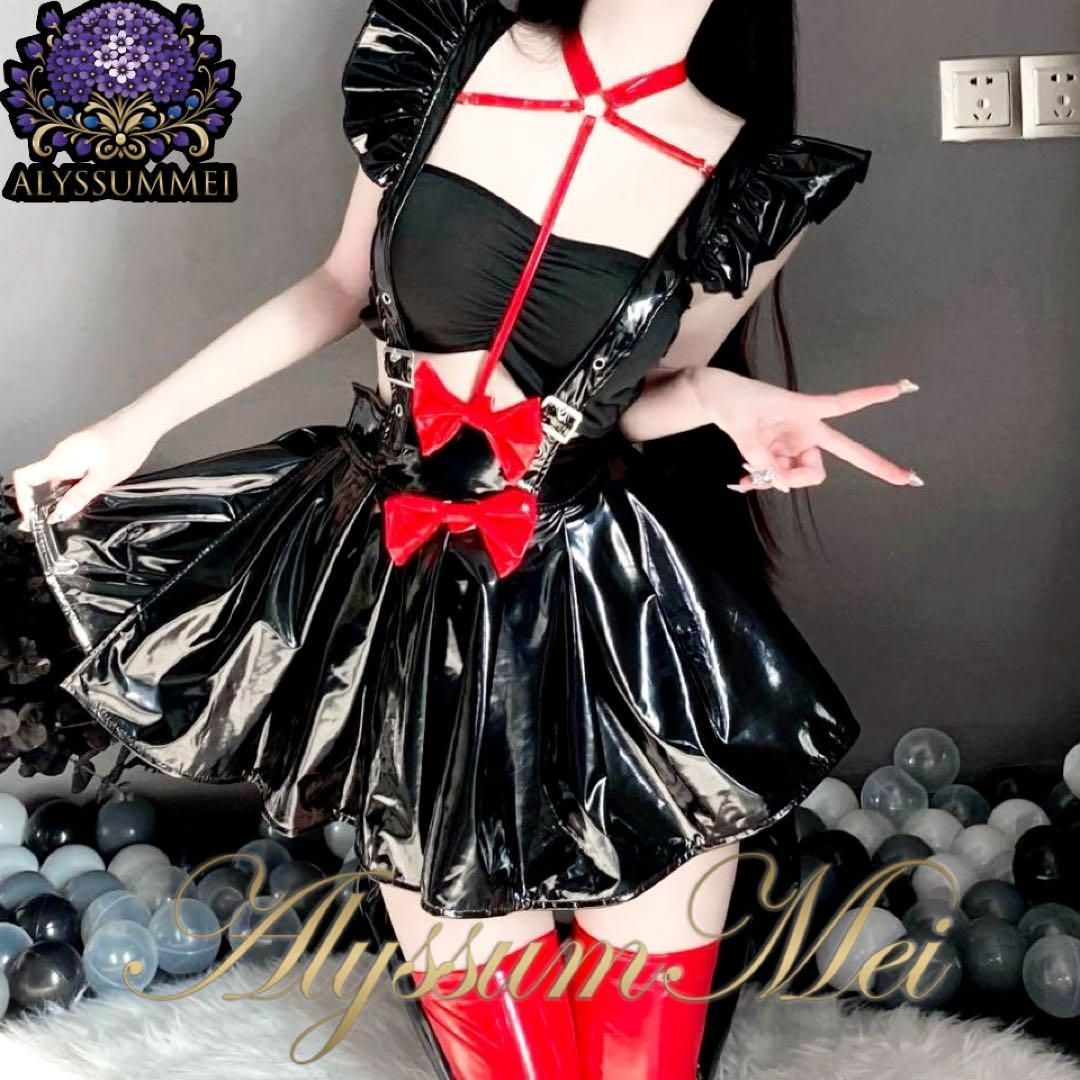 ロングドレス レディースXLマキシドレスコスプレ衣装エナメル光沢PVC女王様SM ロングドレス レディースXLマキシドレスコスプレ衣装エナメル光沢PVC女