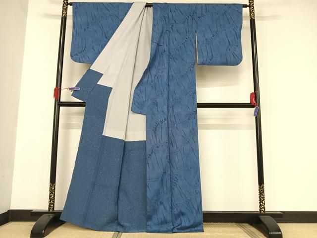 平和屋着物○紅花の里 筬園工房 紬 竜巻絞り 反端付き 正絹 逸品  