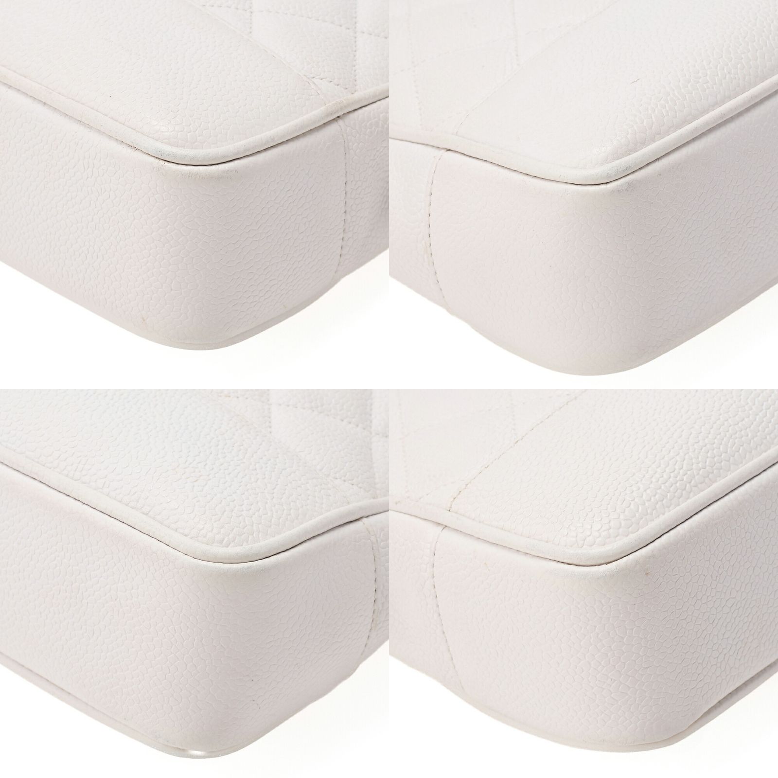 CHANEL シャネル チェーンショルダーバッグ マトラッセ ボールチャーム キャビアスキン 白 ゴールド金具 レディースバッグ ブランド DECORATOM_COM_BR